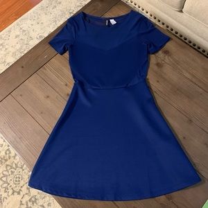 H&M blue dress with mesh accents